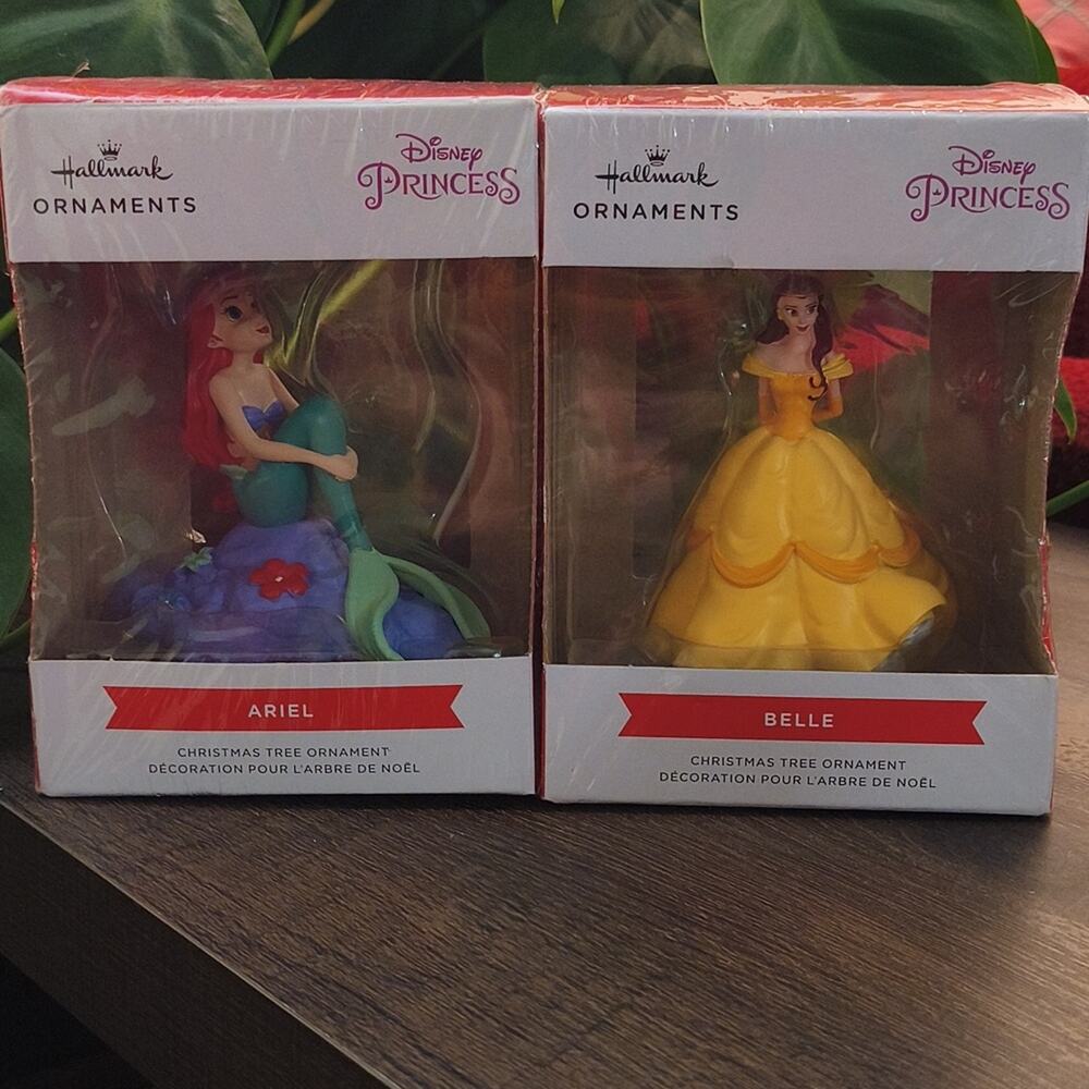 Hallmark Disney Princess Ariel & Belle Ornaments Set Of 2 NWT